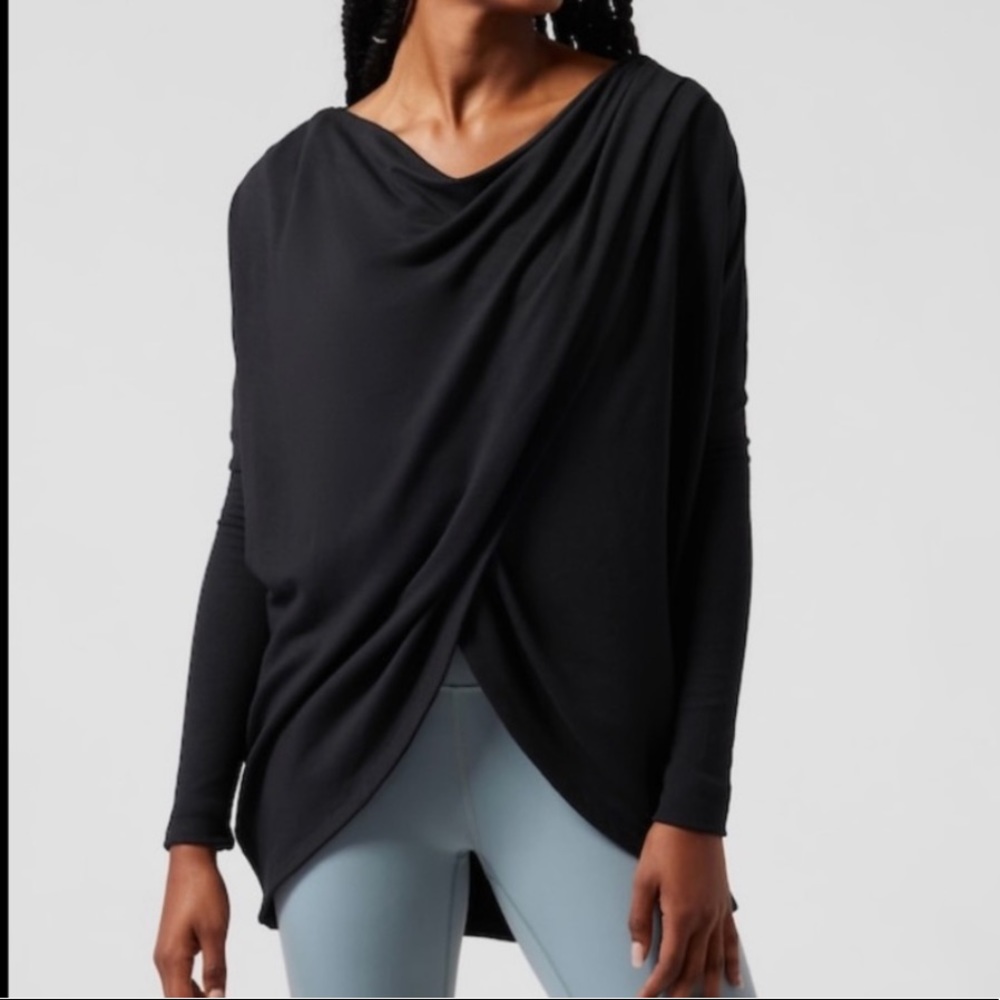 Athleta Purana wrap hooded sweatshirt in black, XXS, NWT